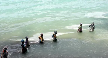 Women walking in water