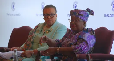 SG Scotland and DG Ngozi Iweala sitting on a stage