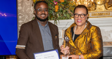 Commonwealth Secretary-General, the Rt Hon Patricia Scotland KC and Stanley youth prize winner posing for a picture