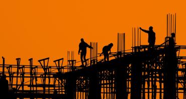 Construction workers on a building site