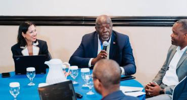 four delegates at the launch of model law on digital trade 