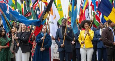 Commonwealth Day Flag Bearers outside Westminster Abbey
