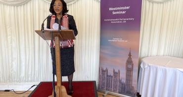 Hon Shirley Botchwey speaking at a Westminster Seminar