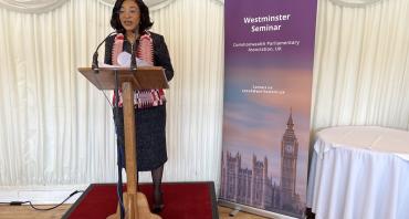 Hon Shirley Botchwey speaking at a Westminster Seminar