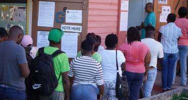 Voters in Antigua and Barbuda at a polling station