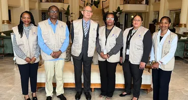 Members of the Commonwealth Observer Group led by the former Prime Minister of Jamaica, Hon Bruce Golding
