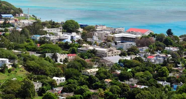 Aerial view of Port Mathurin in Rodrigues Island