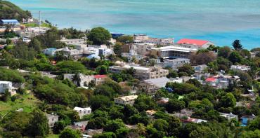 Aerial view of Port Mathurin in Rodrigues Island