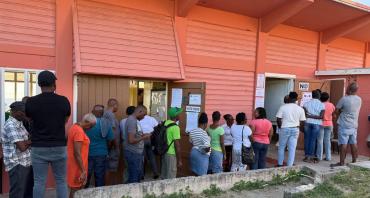 Citizens wait to cast their vote in the 2026 Antigua and Barbuda elections 