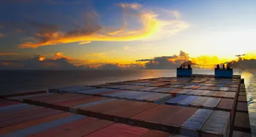Cargo ship on ocean