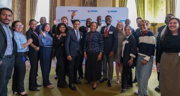 Commonwealth Secretary-General with the group of young people at the mental health intergenerational dialogue